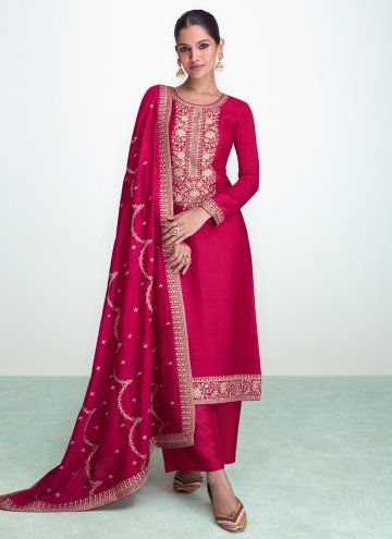 Embroidered Silk Pink Palazzo Suit
