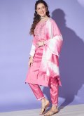 Embroidered Silk Pink Salwar Suit - 1