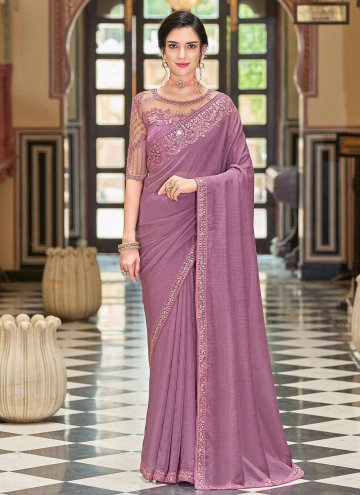 Embroidered Silk Purple Contemporary Saree