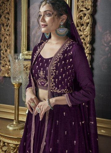 Embroidered Silk Purple Readymade Lehenga Choli