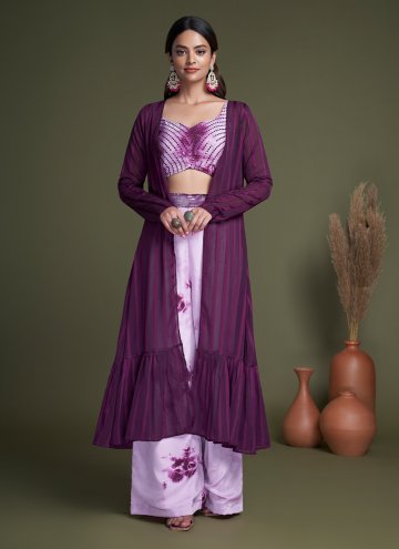 Embroidered Silk Purple Salwar Suit