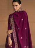 Embroidered Silk Purple Trendy Salwar Kameez - 1