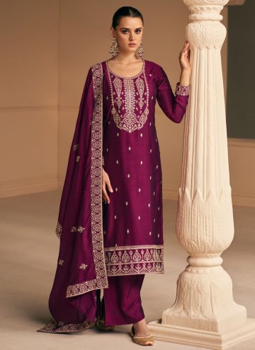 Embroidered Silk Purple Trendy Salwar Kameez