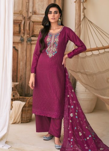 Embroidered Silk Rani Salwar Suit