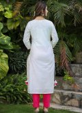 Embroidered Silk White Salwar Suit - 2