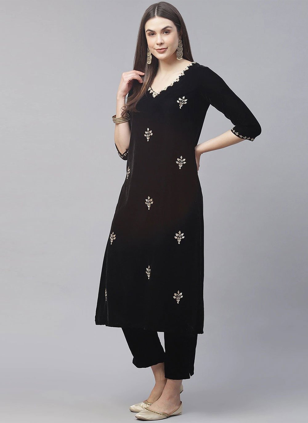 $26 - $39 - Black Designer Kurti Banarasi Silk Salwar Kameez and Black  Designer Kurti Banarasi Silk Salwar Suit Online Shopping