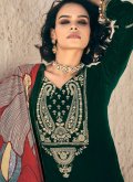 Embroidered Velvet Green Trendy Salwar Kameez - 1