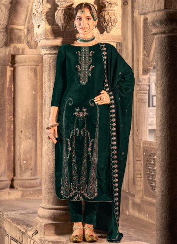 Embroidered Velvet Green Trendy Salwar Suit