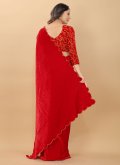 Embroidered Velvet Red Designer Contemporary Saree - 2