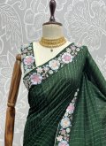 Embroidered Vichitra Silk Green Trendy Saree - 1