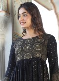 Embroidered Viscose Black Party Wear Kurti - 1