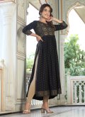 Embroidered Viscose Black Party Wear Kurti - 3