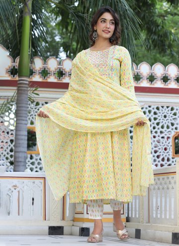 Embroidered Viscose Yellow Anarkali Salwar Kameez
