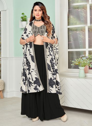 Fab Black Silk Embroidered Salwar Suit