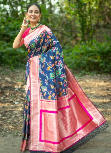 Fab Blue Banarasi Woven Designer Saree