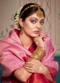 Fab Border Kanjivaram Silk Pink Classic Designer Saree - 1