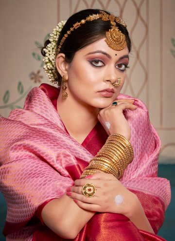 Fab Border Kanjivaram Silk Pink Classic Designer Saree