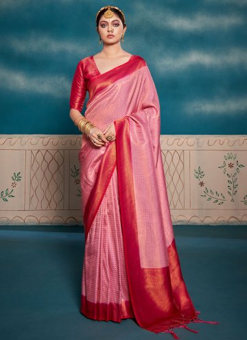 Fab Border Kanjivaram Silk Pink Classic Designer S