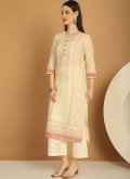 Fab Cream Chanderi Printed Salwar Suit - 1