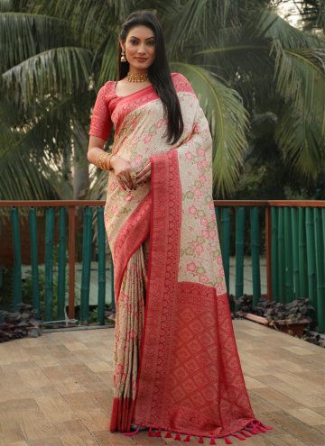 Fab Cream Kanjivaram Silk Designer Designer Saree for Ceremonial