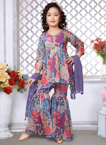 Fab Digital Print Faux Georgette Multi Colour Salwar Suit
