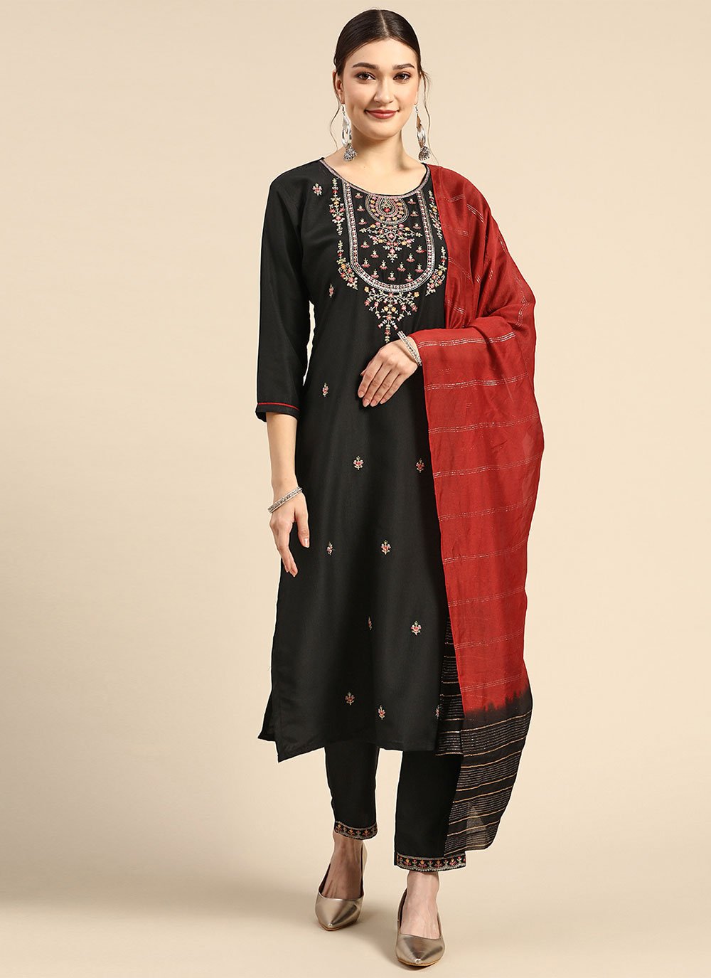Buy Red Black Salwar Suit online-Karagiri