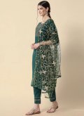Fab Embroidered Cotton  Green Salwar Suit - 2