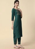 Fab Embroidered Cotton  Green Salwar Suit - 3