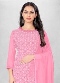 Fab Embroidered Georgette Pink Salwar Suit - 1