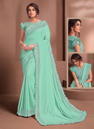 Fab Embroidered Georgette Sea Green Contemporary S