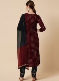 Fab Embroidered Rayon Maroon Salwar Suit - 1