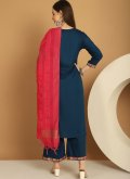 Fab Embroidered Rayon Navy Blue Salwar Suit - 2