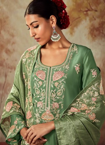 Fab Embroidered Silk Green Trendy Salwar Suit