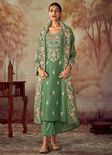 Fab Embroidered Silk Green Trendy Salwar Suit
