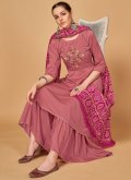 Fab Embroidered Silk Pink Salwar Suit - 1