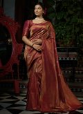 Fab Gold and Maroon Kanjivaram Silk Woven Trendy Saree - 1