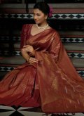 Fab Gold and Maroon Kanjivaram Silk Woven Trendy Saree - 2