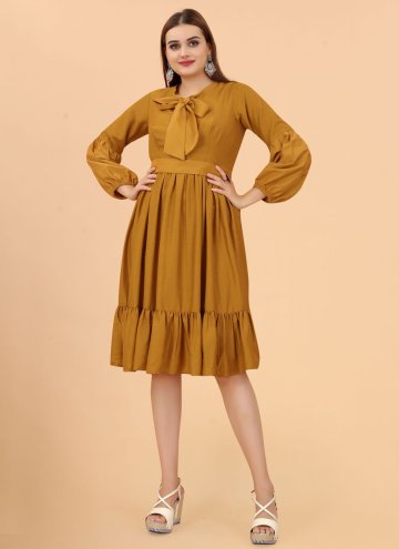 Fab Gold Rayon Plain Work Party Wear Kurti for Fes