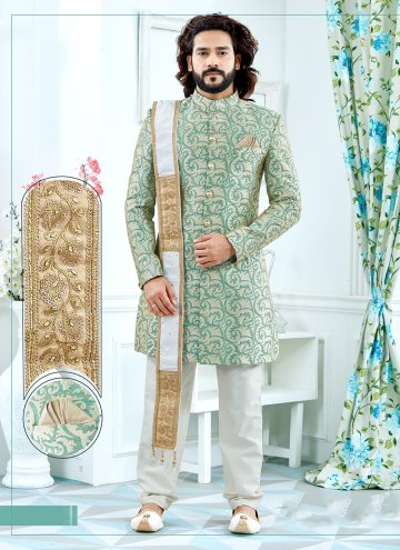 Fab Green Banglori Silk Embroidered Indo Western