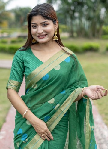 Fab Green Cotton Silk Woven Traditional Saree for Casual