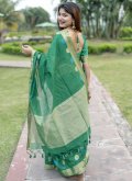 Fab Green Cotton Silk Woven Traditional Saree for Casual - 2
