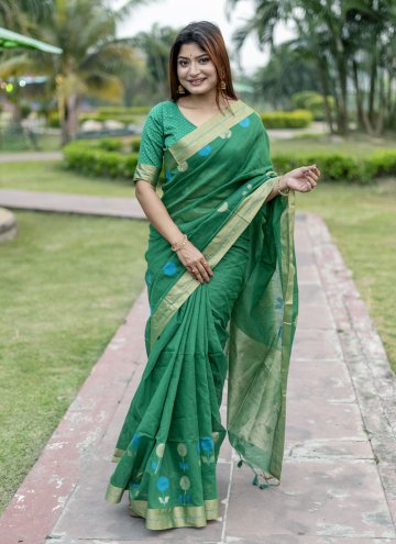 Fab Green Cotton Silk Woven Traditional Saree for Casual
