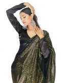 Fab Green Georgette Sequins Work Trendy Saree for Engagement - 3