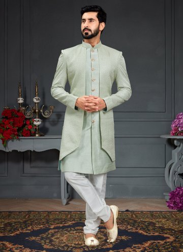 Fab Green Imported Embroidered Indo Western