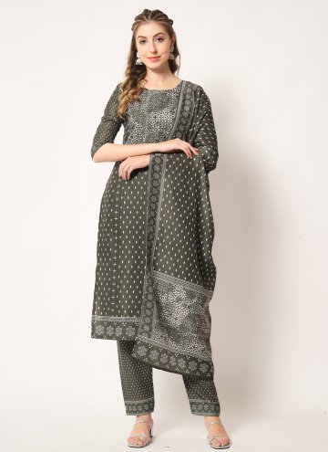 Fab Green Muslin Embroidered Pant Style Suit