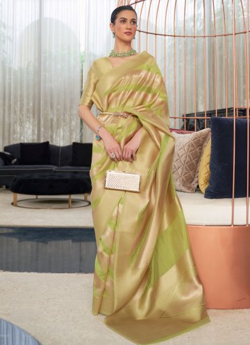 Fab Green Organza Woven Designer Saree