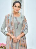 Fab Grey Rayon Embroidered Salwar Suit for Festival - 1