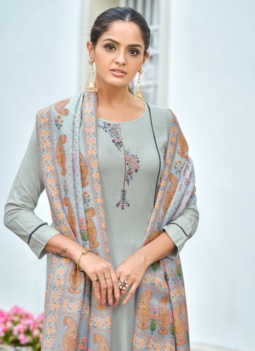 Fab Grey Rayon Embroidered Salwar Suit for Festival