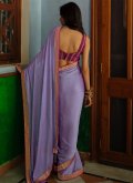 Fab Lace Art Silk Lavender Trendy Saree - 2