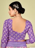 Fab Lavender Tussar Silk Printed Silk Saree - 2